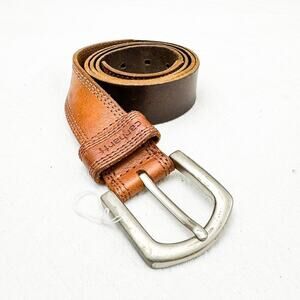 Carhartt Men's Brown Tan Leather Belt Silver/Pewter Belt Style 2207 Size 40